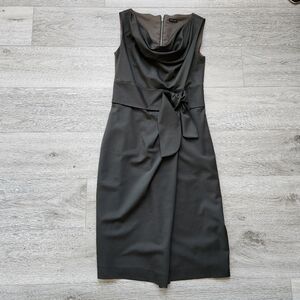 Magaschoni Dark Charcoal Gray Dress Womens 6 Sleeveless Cowl Neck Wool